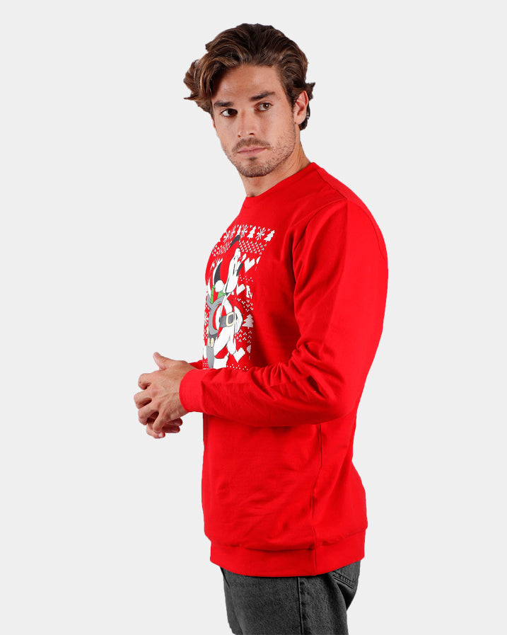 Sudadera Navideña Mickey Hombre Roja