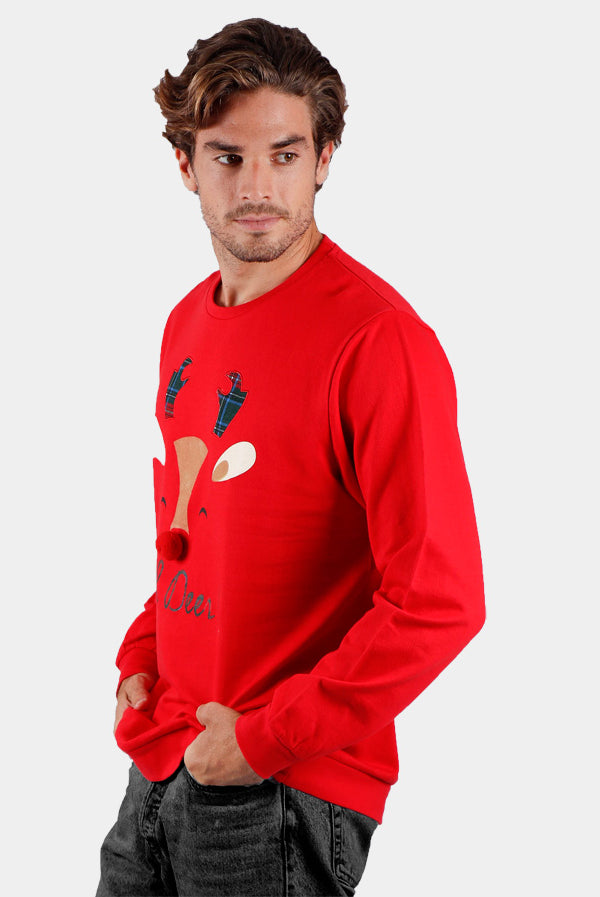 Sudadera Navideña Oh Deer! Hombre Roja