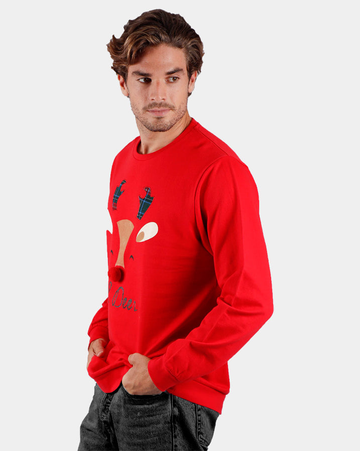 Sudadera Navideña Oh Deer! Hombre Roja