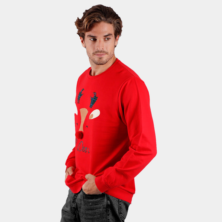 Sudadera Navideña Oh Deer! Hombre Roja