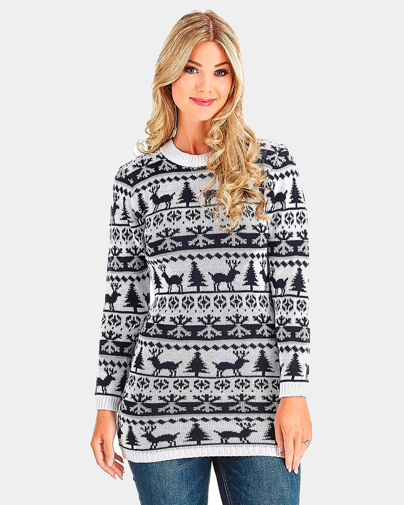 Vestido Navideño Renos, Árboles y Nieve mujer