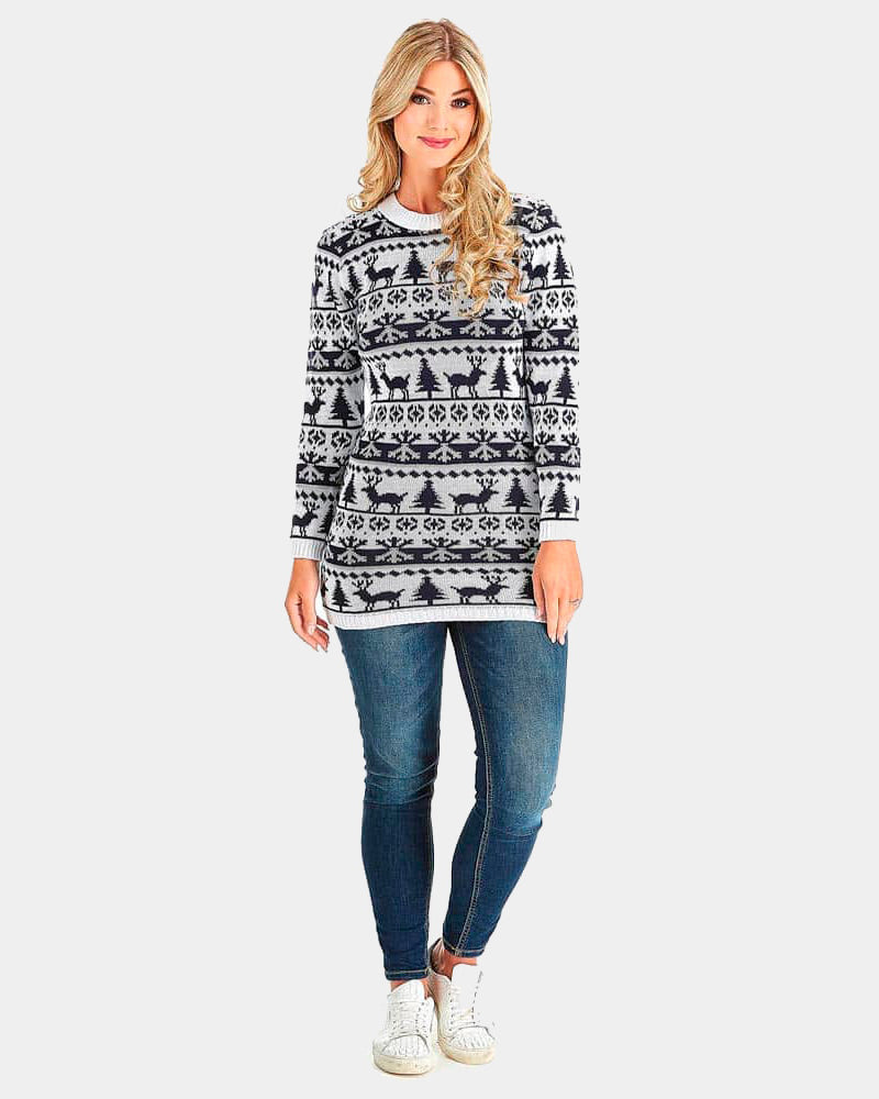 Vestido Navideño Renos, mujer Árboles y Nieve