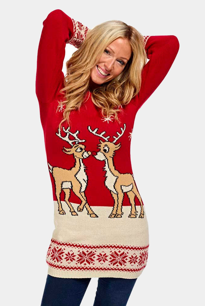 Vestido Navideño Rojo con Renos Bebé mujer