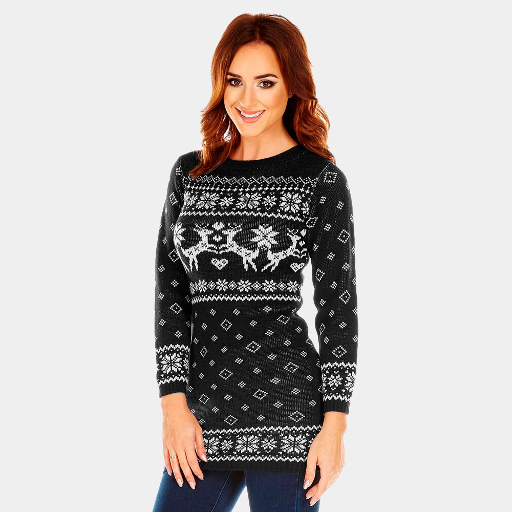 Vestido Navideño mujer Negro con Renos