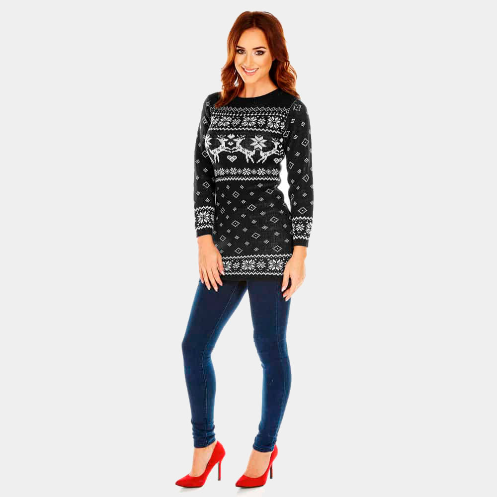 Vestido mujer Navideño Negro con Renos