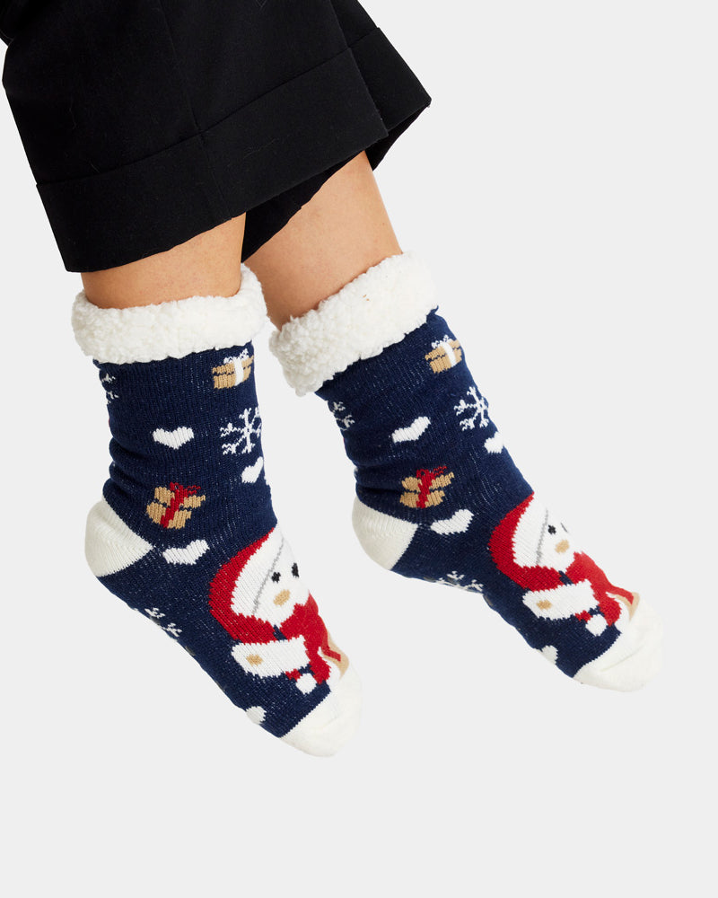 Calcetines de Navidad de Andar por Casa Azules con Oso Polar Mujer y Hombre
