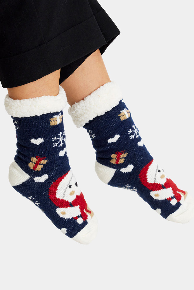 Calcetines de Navidad de Andar por Casa Azules con Oso Polar Mujer y Hombre