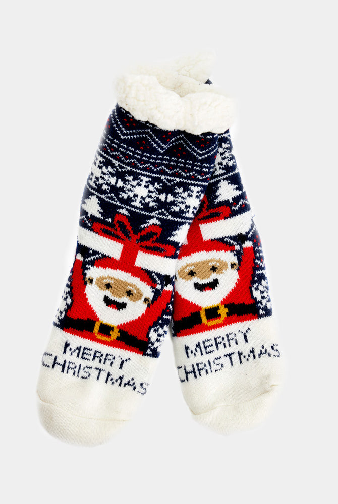 Calcetines de Navidad de Andar por Casa Papá Noel con Regalo