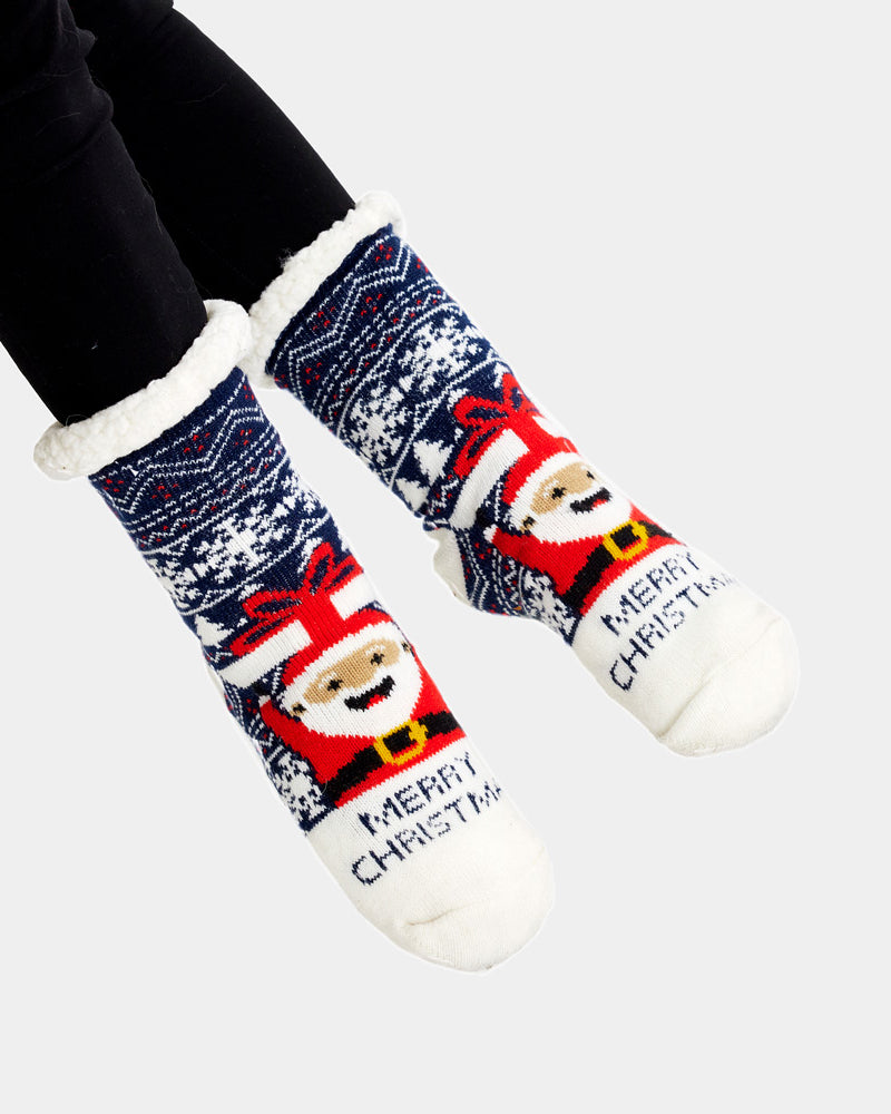 Calcetines de Navidad de Andar por Casa Papá Noel con Regalo Mujer y Hombre