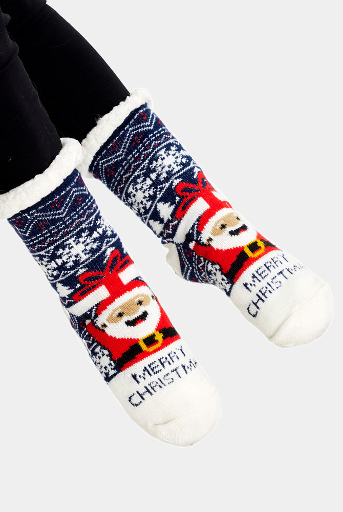 Calcetines de Navidad de Andar por Casa Papá Noel con Regalo Mujer y Hombre