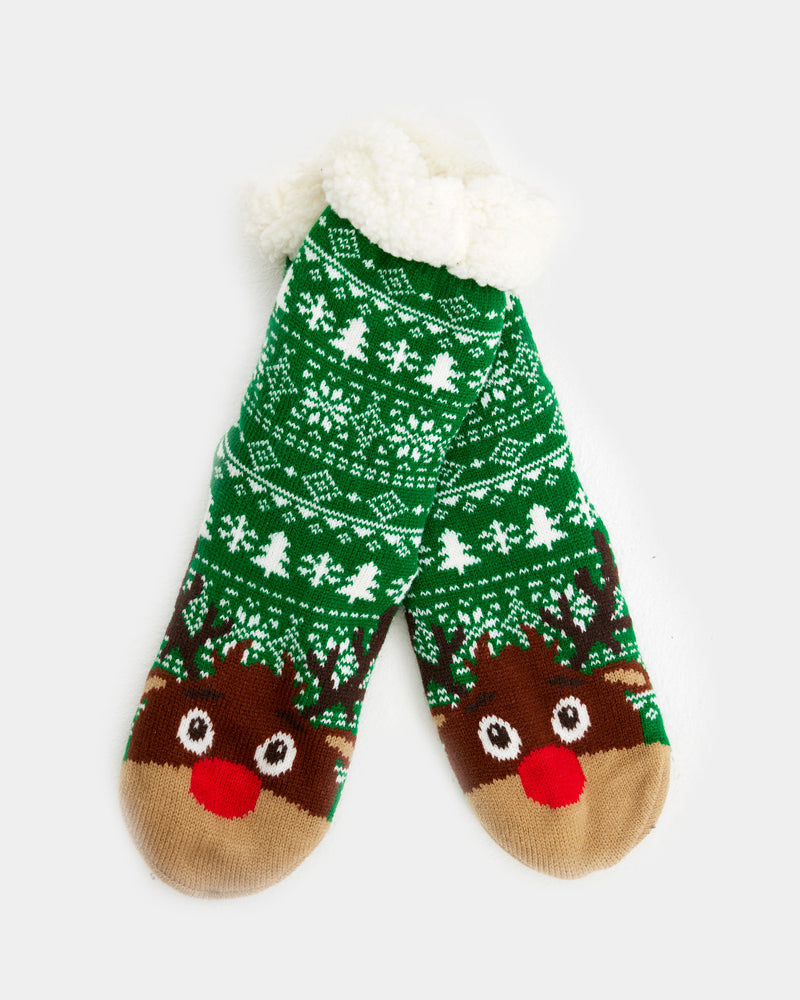 Calcetines de Navidad de Andar por Casa Verdes Cenefas y Renos