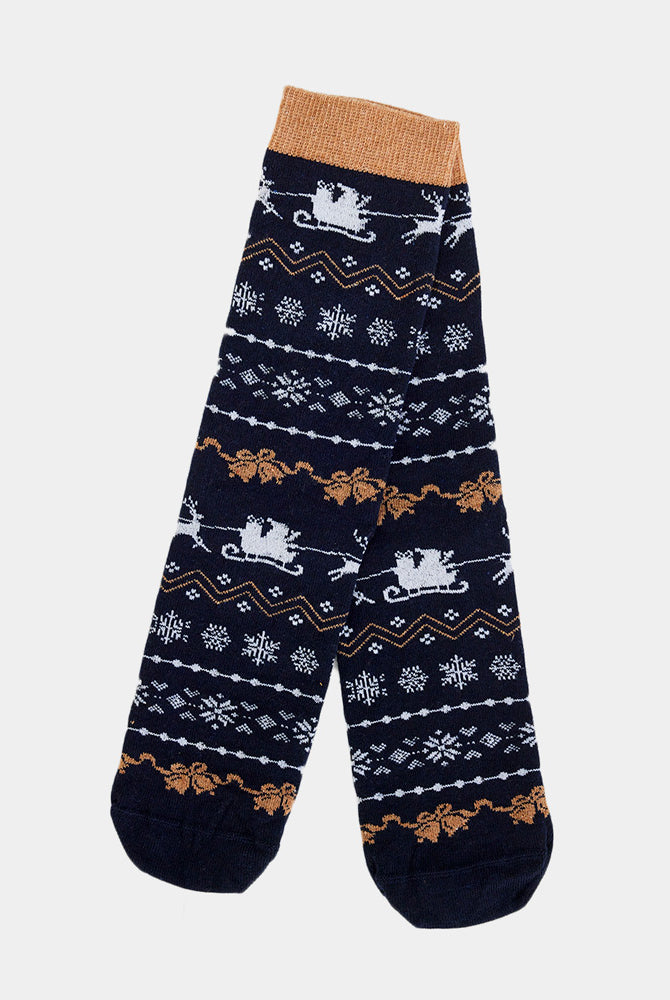 Calcetines de Navidad Unisex Azules con Cenefas