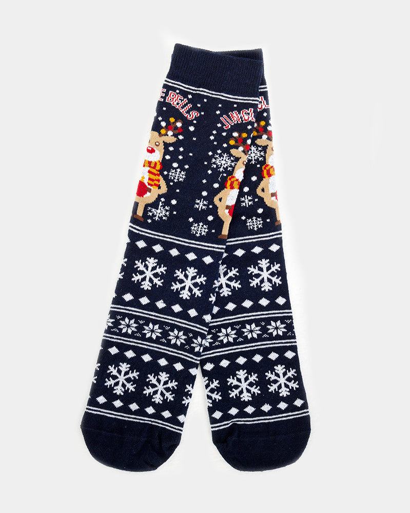 Calcetines de Navidad Unisex con Reno y Nieve