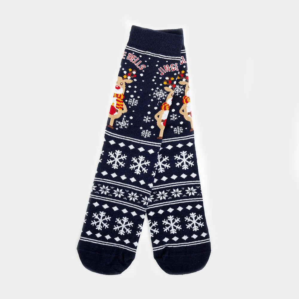 Calcetines de Navidad Unisex con Reno y Nieve