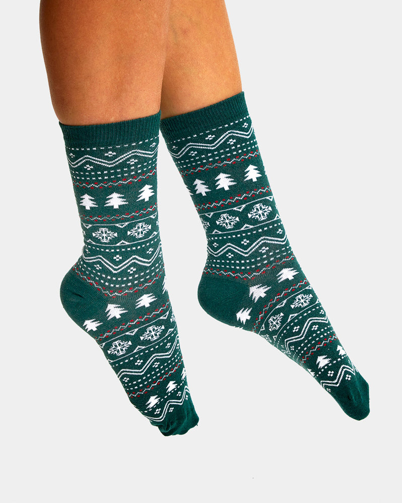 Calcetines de Navidad Unisex Verdes Cenefas Mujer y Hombre