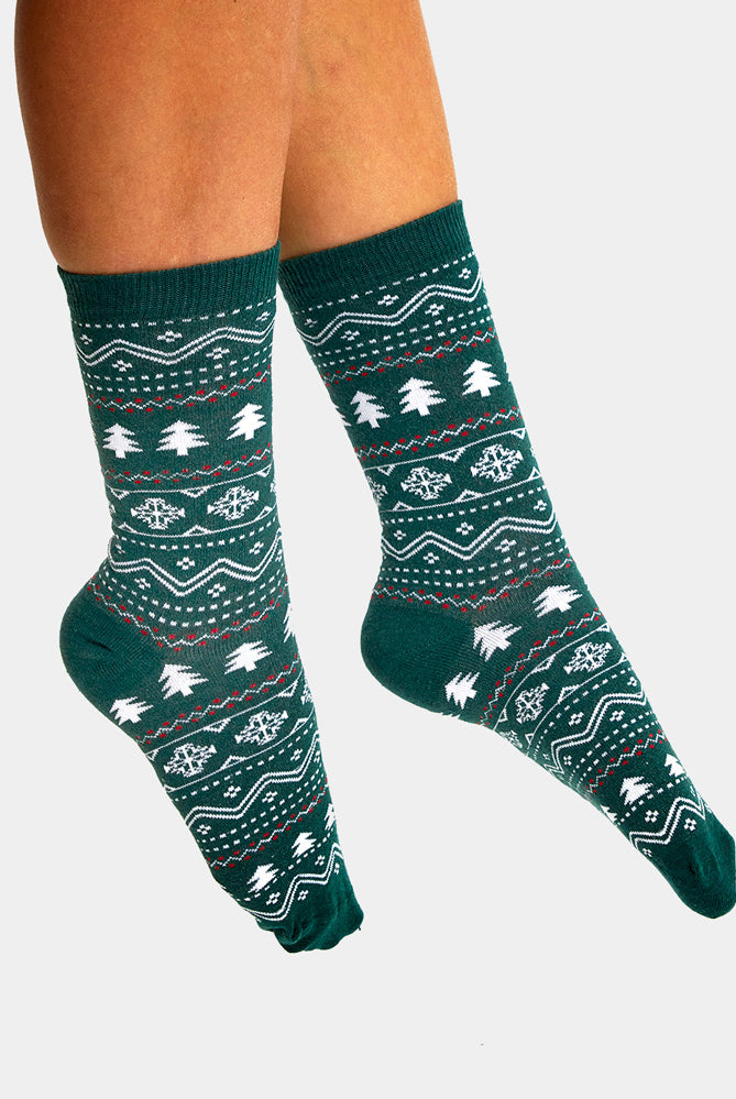 Calcetines de Navidad Unisex Verdes Cenefas Mujer y Hombre