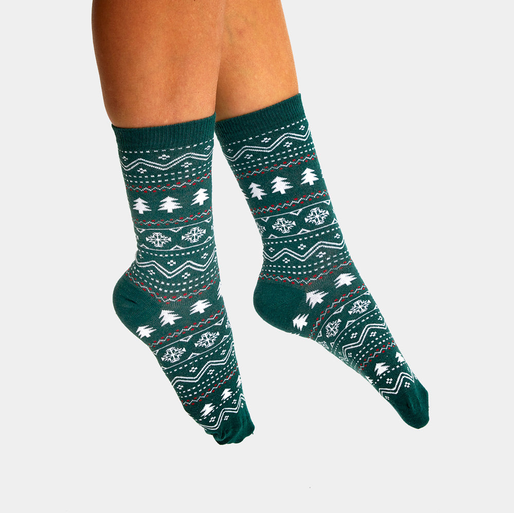 Calcetines de Navidad Unisex Verdes Cenefas Mujer y Hombre