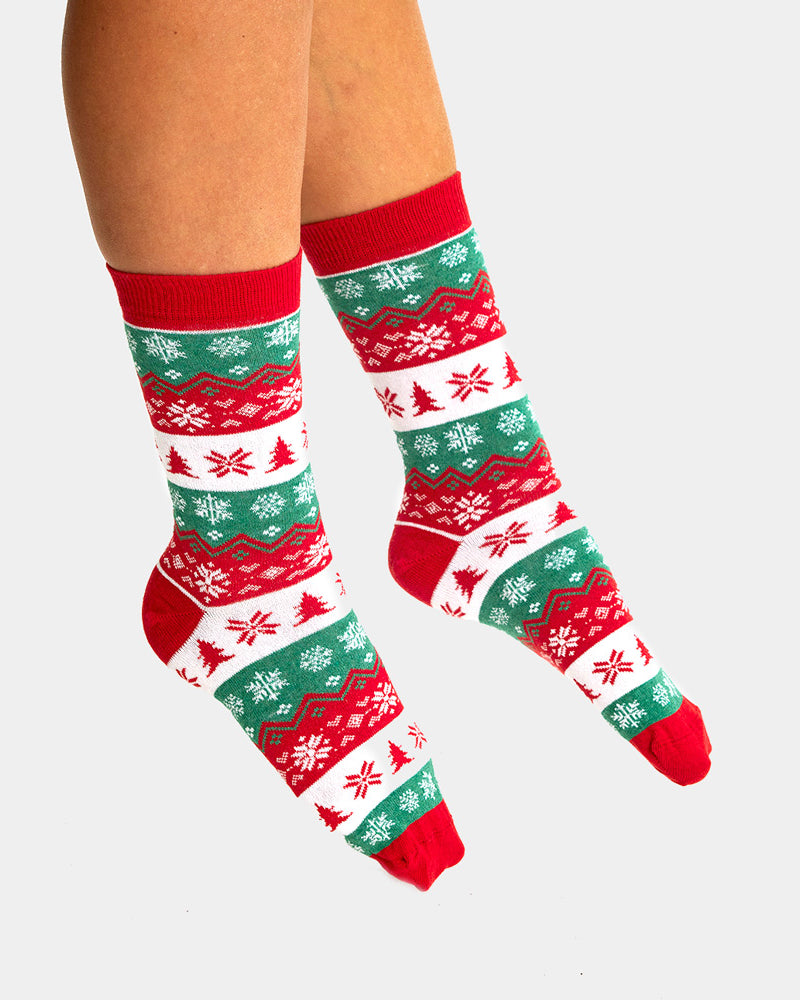 Calcetines de Navidad Unisex Verdes, Rojos y Blancos Mujer y Hombre