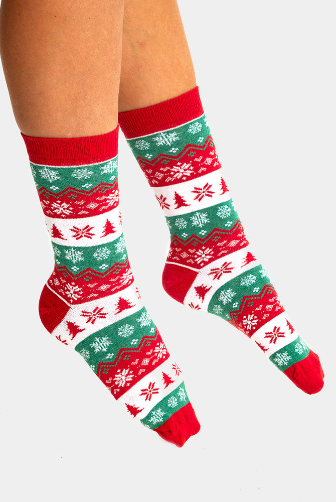 Calcetines de Navidad Unisex Verdes, Rojos y Blancos Mujer y Hombre