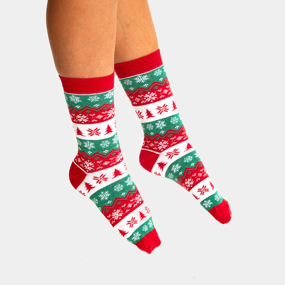 Calcetines de Navidad Unisex Verdes, Rojos y Blancos Mujer y Hombre