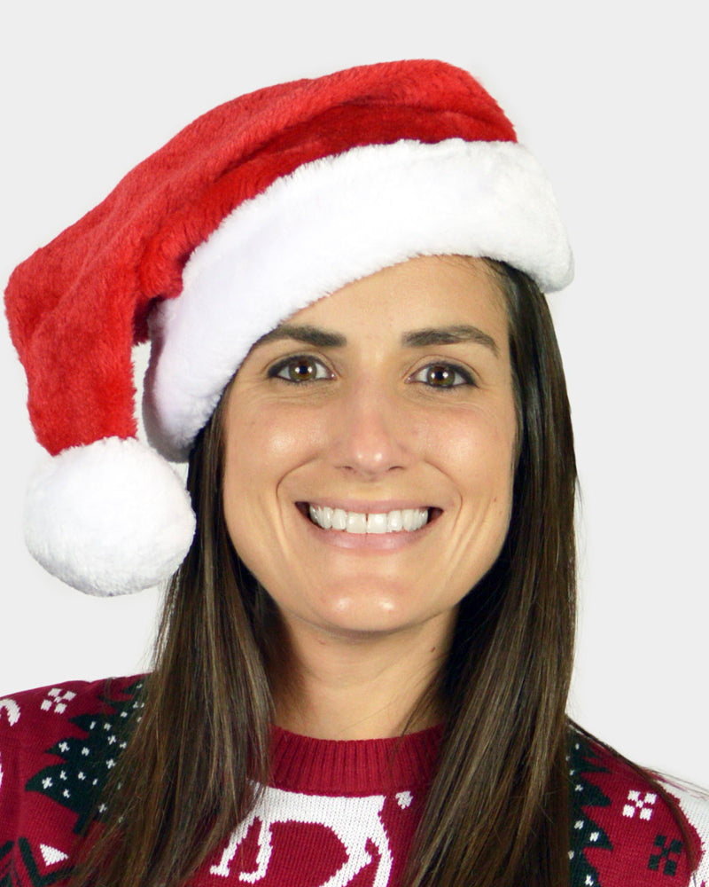 Gorro Navideño Papá Noel Suave y Gordito para Adultos Mujer