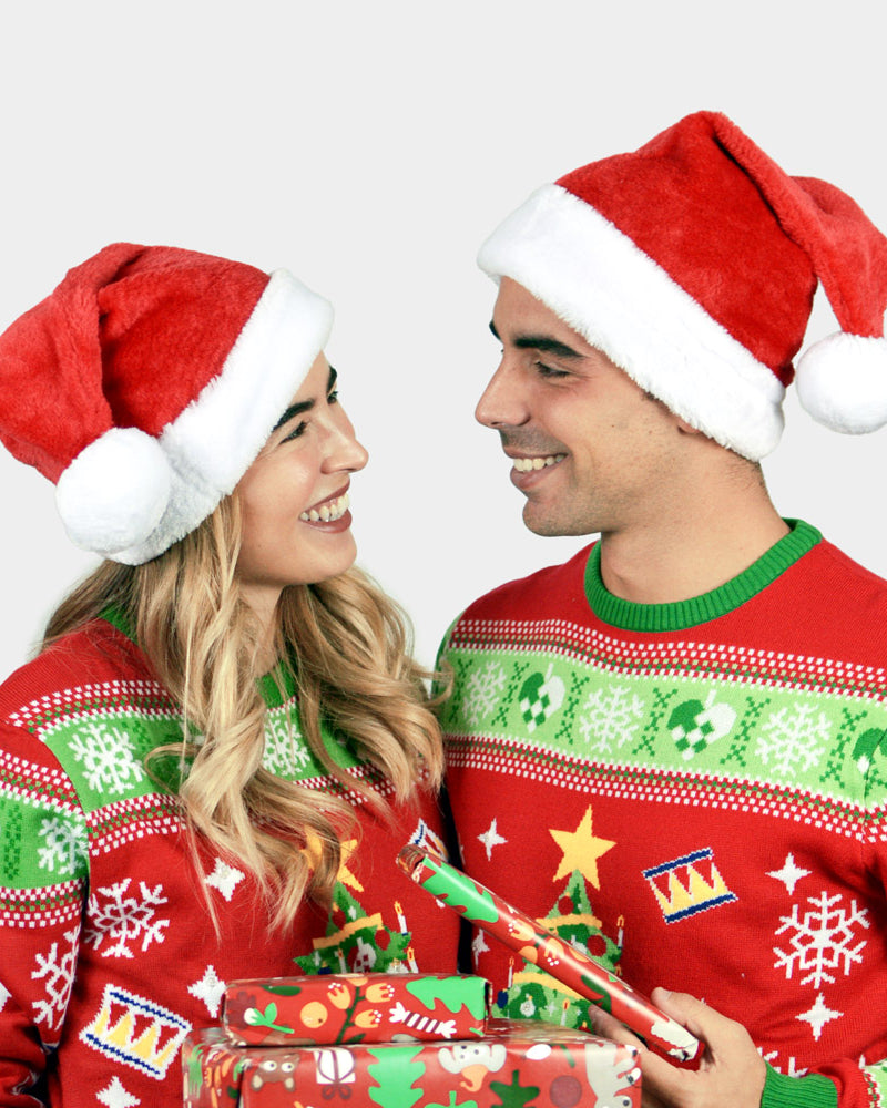 Gorro Navideño Papá Noel Suave y Gordito para Adultos Pareja