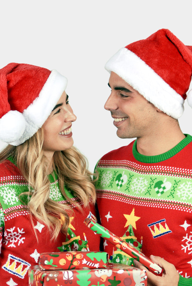 Gorro Navideño Papá Noel Suave y Gordito para Adultos Pareja