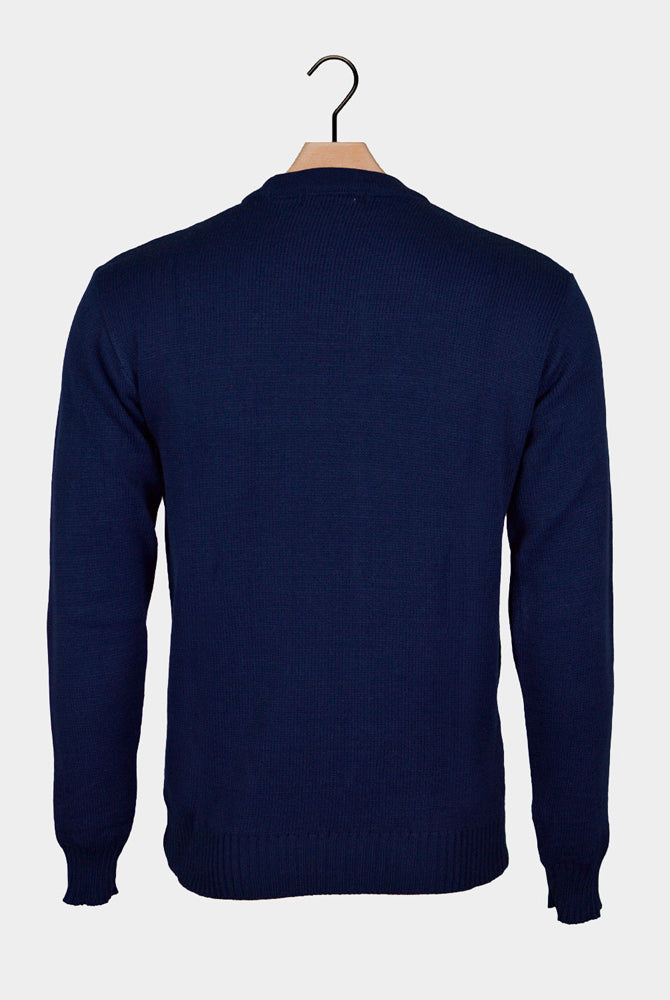 Jersey de Navidad Azul Marino Parejas con Reno de Papá Noel Espalda