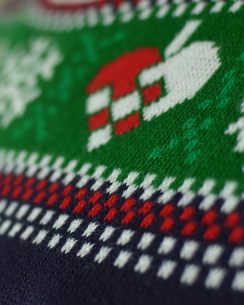 Jersey de Navidad con Luces LED para Familia Azul con Árbol Navidad Detalle
