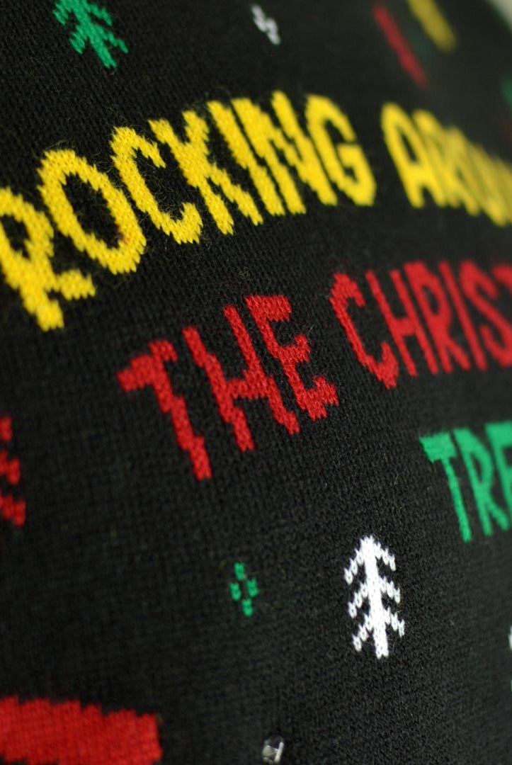 Jersey de Navidad con Luces LED para Hombre Santa Rockero Detalle árbol