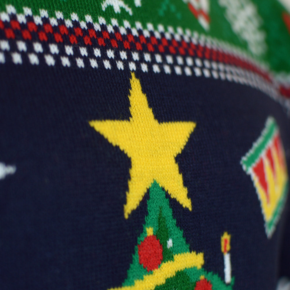 Jersey de Navidad con Luces LED para Mujer Azul con Árbol Navidad Detalle Estrella