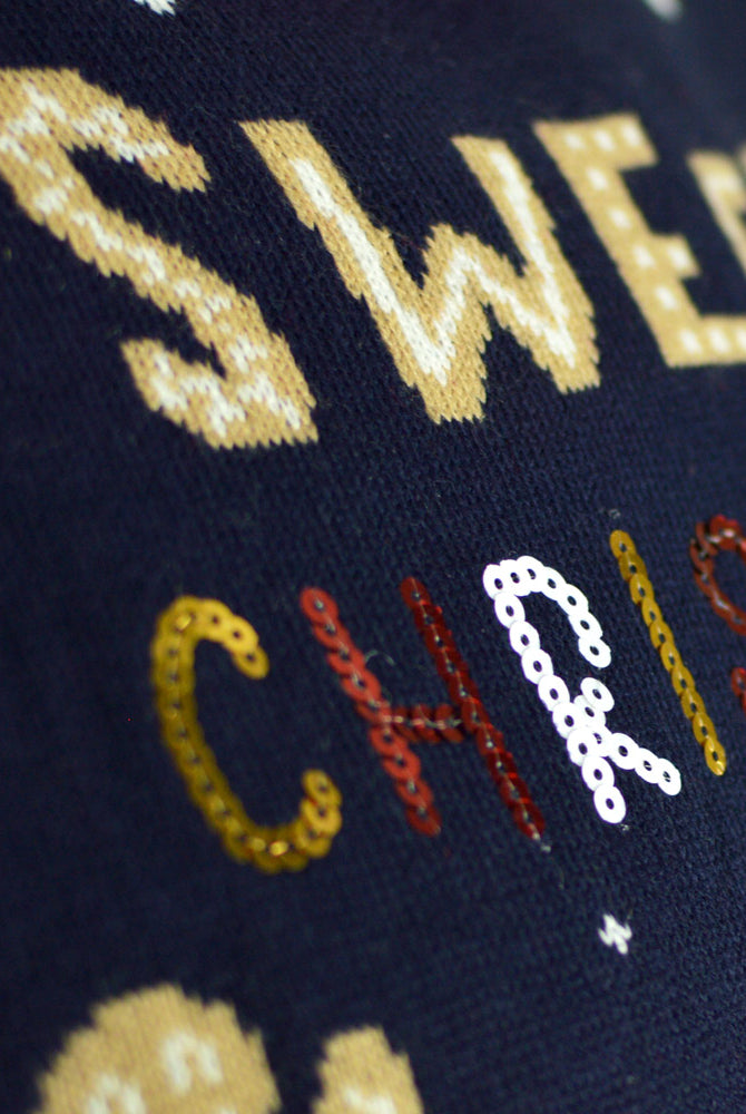 Jersey de Navidad con Luces LED para Mujer Azul Ginger Cookie Detalle