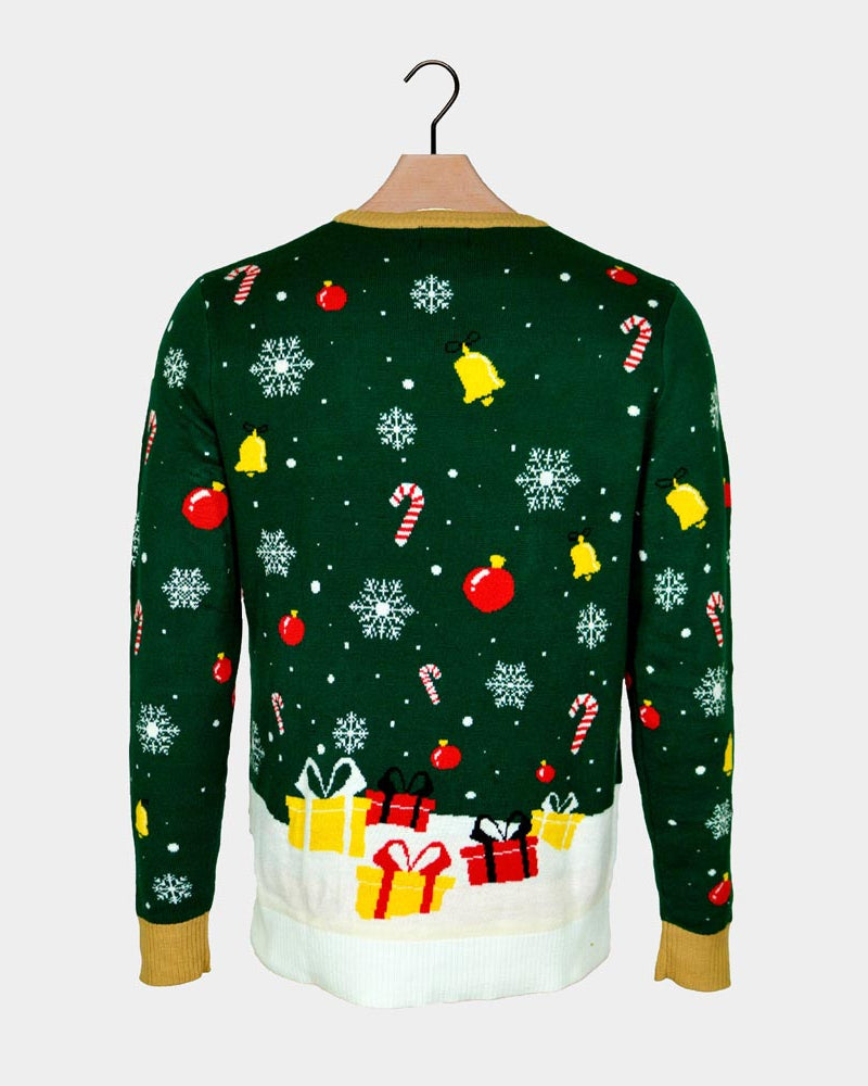 Jersey de Navidad con Luces LED para Mujer Papá Noel hecho un Lío Espalda