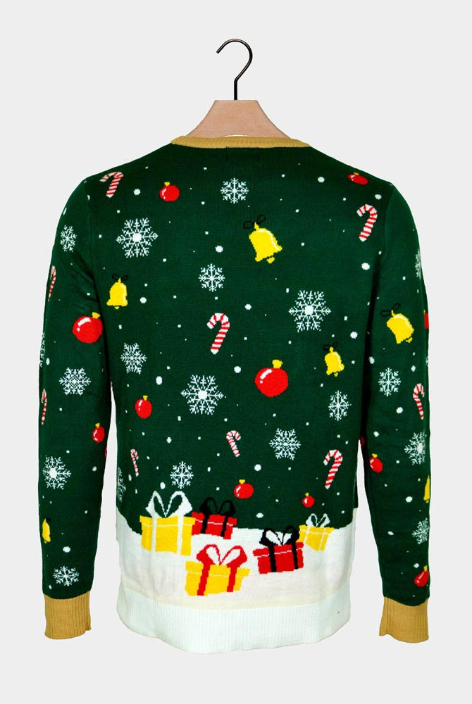 Jersey de Navidad con Luces LED para Mujer Papá Noel hecho un Lío Espalda