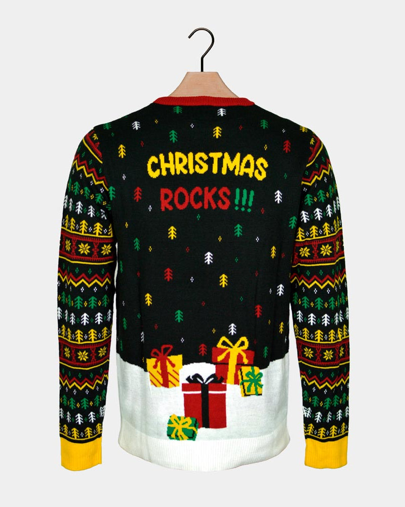 Jersey de Navidad con Luces LED para Mujer Santa Rockero Espalda