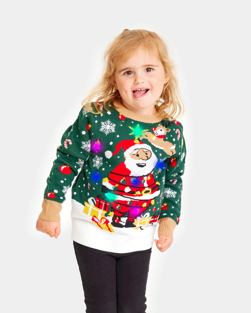 Jersey de Navidad con Luces LED Niña Papá Noel hecho un Lío