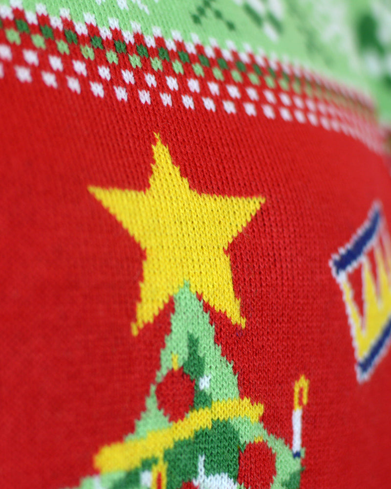 Jersey de Navidad con Luces LED para Familia Rojo con Árbol Navidad Detalle estrella