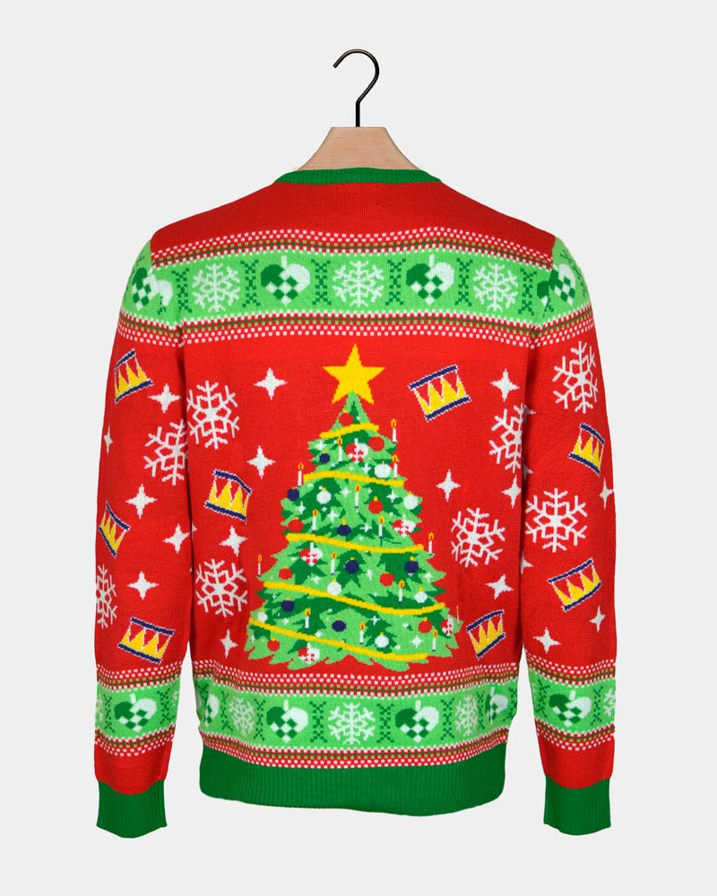 Jersey de Navidad con Luces LED para Familia Rojo con Árbol Navidad espalda
