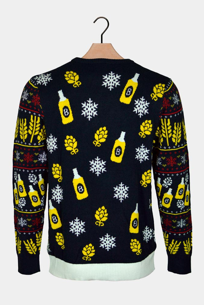 Jersey de Navidad con Luces LED Parejas Santa con Cerveza Espalda