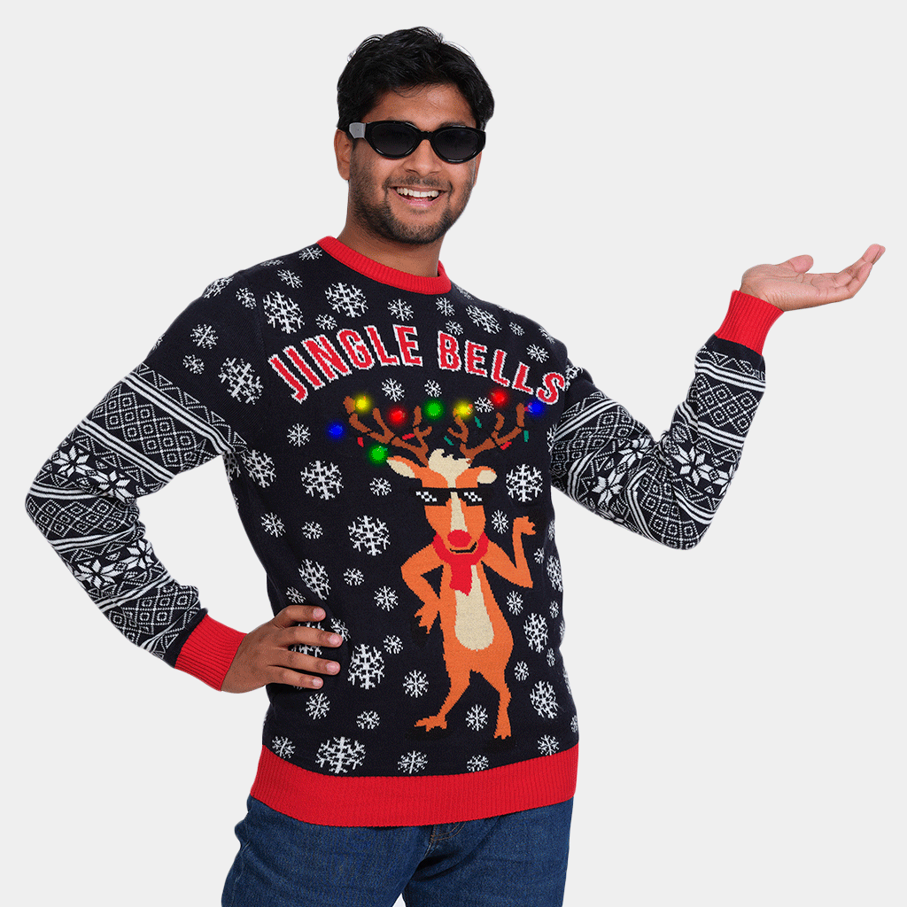 Jersey de Navidad de Luces LED para Familia Jingle Bells 2021 Hombre