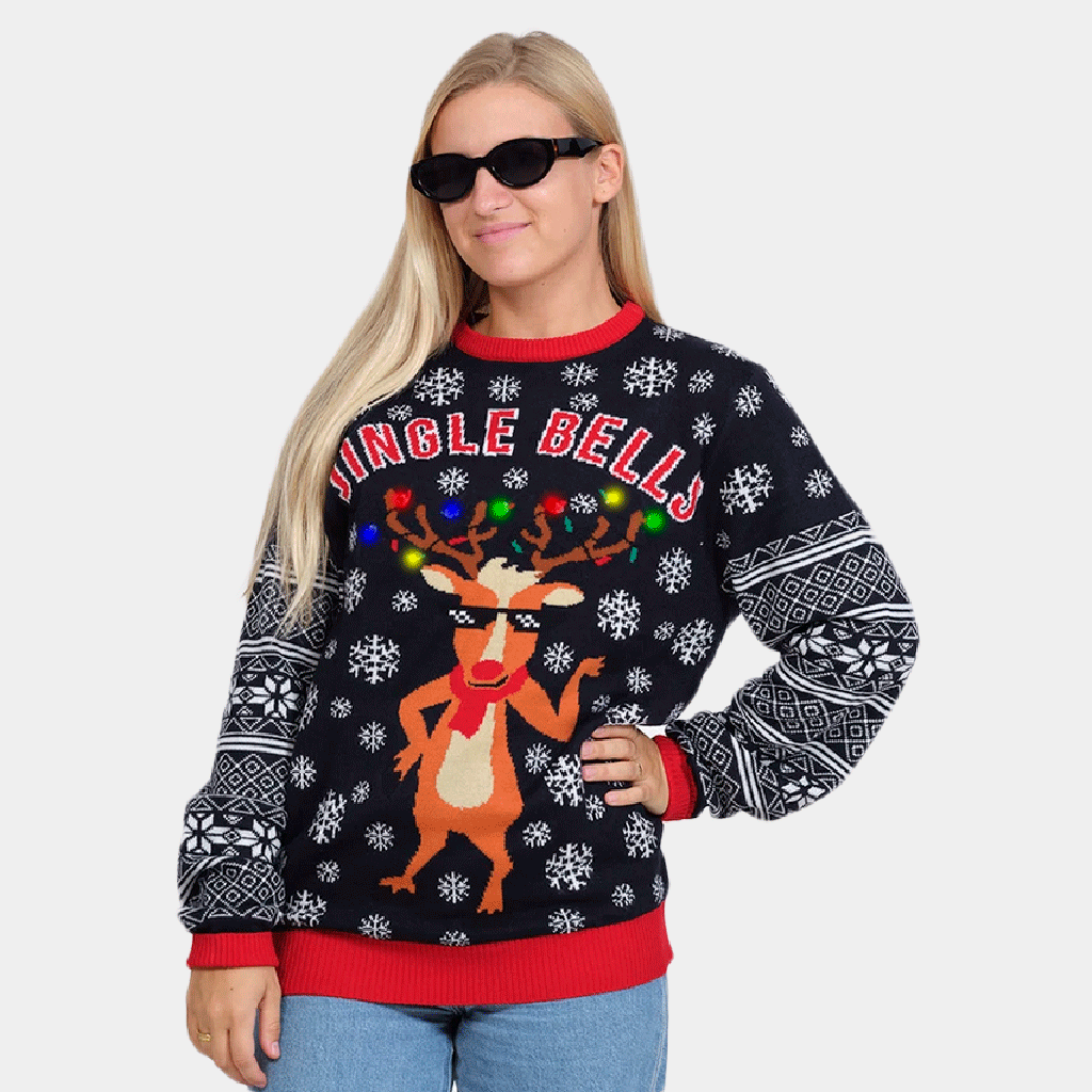 Jersey de Navidad de Luces LED para Familia Jingle Bells 2021 Mujer