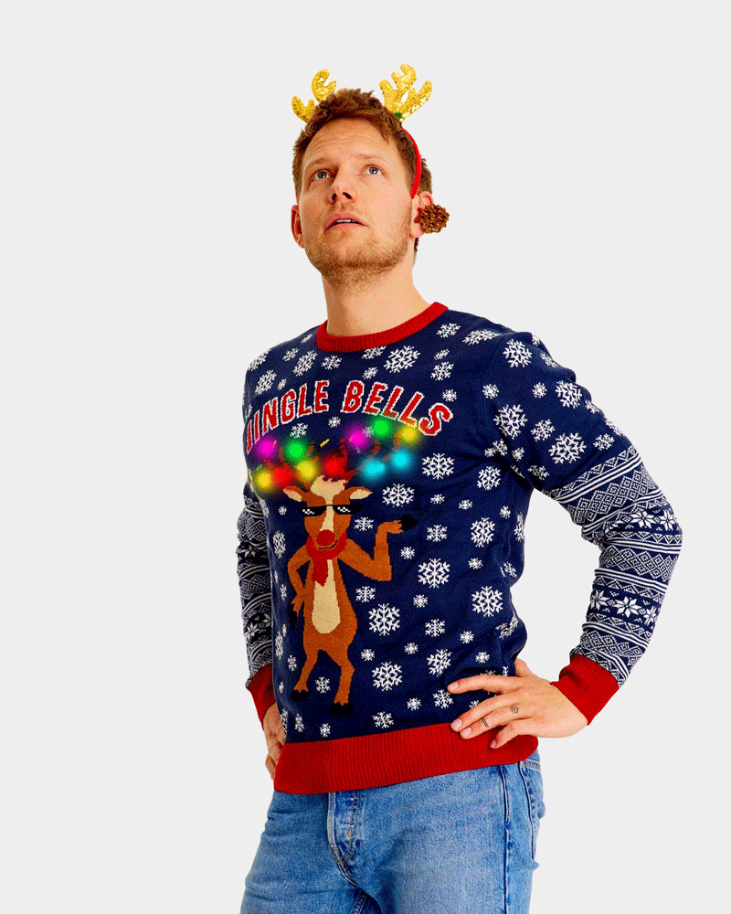 Jersey de Navidad de Luces LED para Familia Jingle Bells Hombre