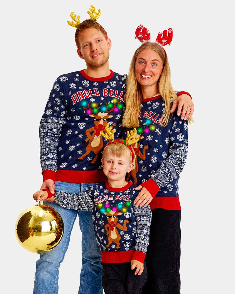 Jersey de Navidad de Luces LED para Familia Jingle Bells