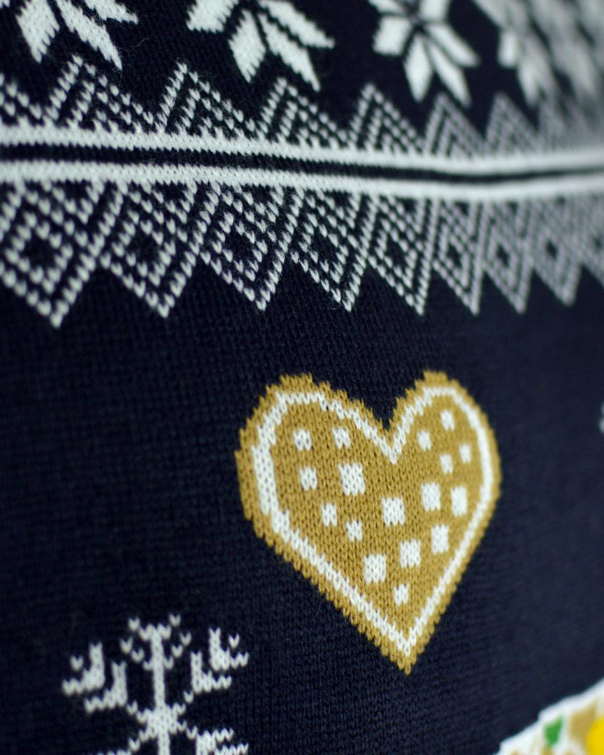 Jersey de Navidad de Luces LED para Familia Casa Gingerbread Detalle Corazón