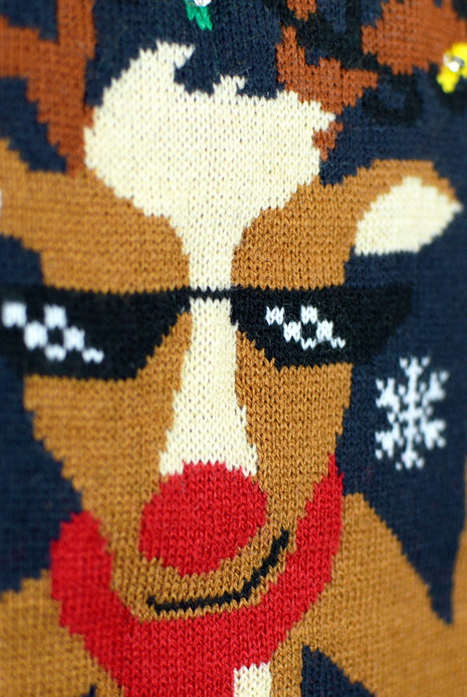 Jersey de Navidad de Luces LED para Familia Jingle Bells Detalle Reno