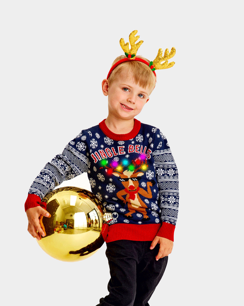 Jersey de Navidad de Luces LED para Familia Jingle Bells Niño