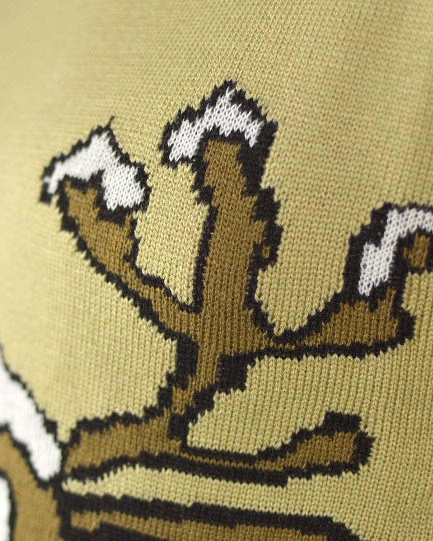 Jersey de Navidad para Familia Reno Sonriente Beige detalle Cuerno