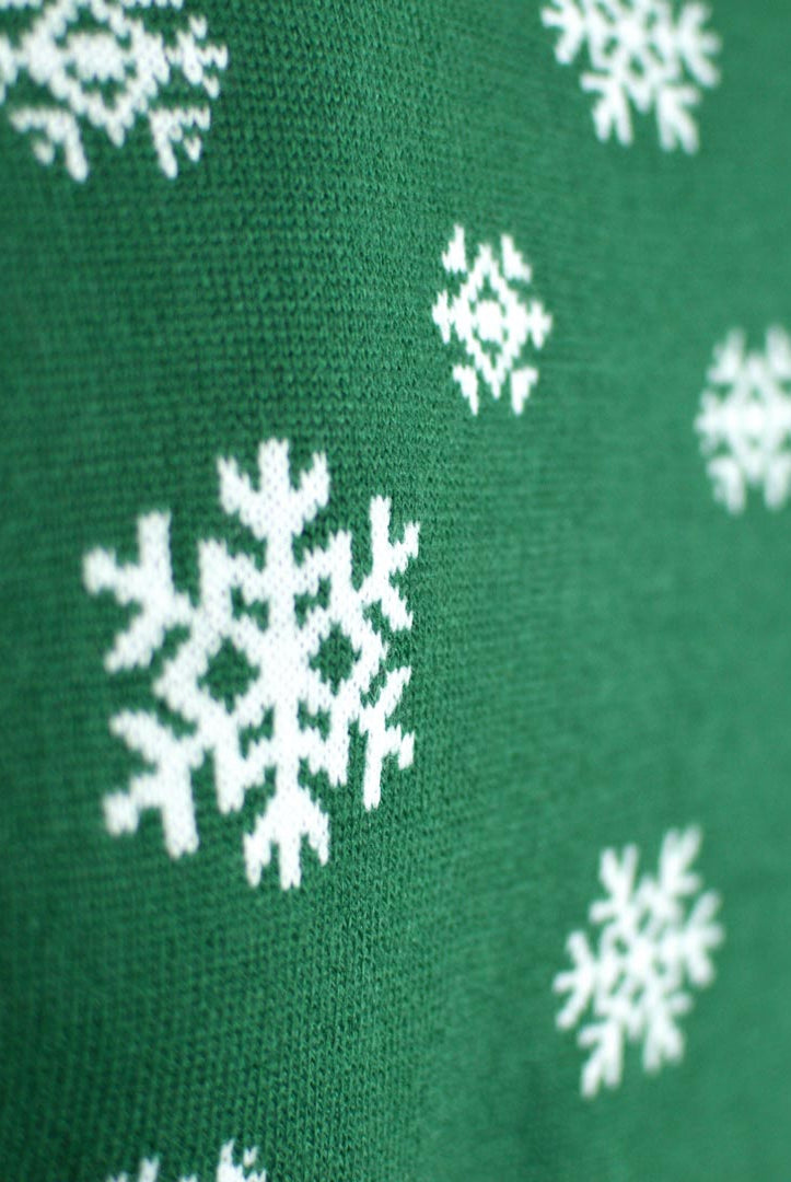 Jersey de Navidad para Familia Verde Holly Jolly Lentejuelas detalle Nieve