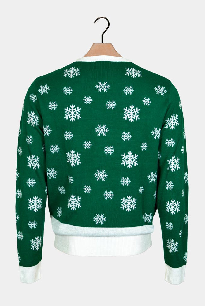 Jersey de Navidad para Familia Verde Holly Jolly Lentejuelas Espalda