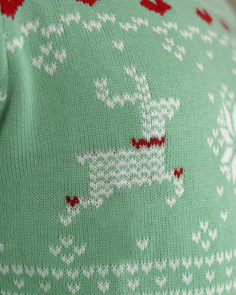 Jersey de Navidad para Familia Verde Sweet Christmas Detalle Reno